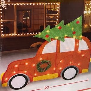 NIB 30” Family Car Yard Lights Up Loaded With Christmas Tree Decor